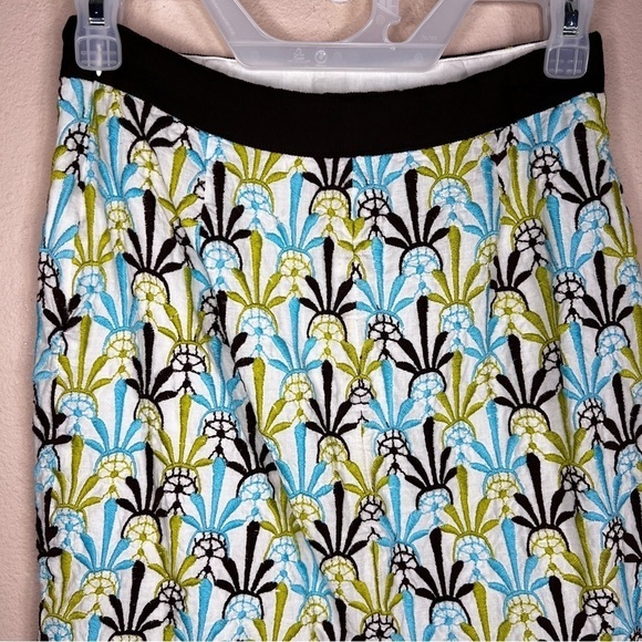 XS MILLY PENCIL SKIRT COTTON EMBROIDERED BOHO LINED BLUE TEAL WHITE GREEN - Picture 8 of 10